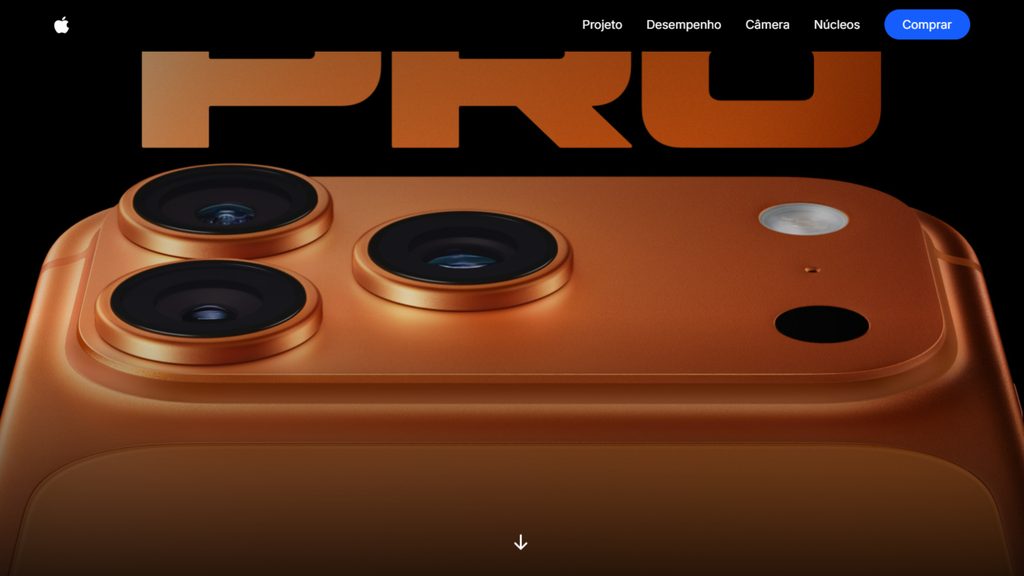 Interface do projeto Site iPhone 17